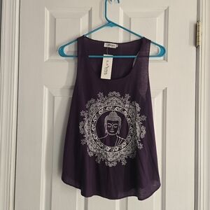 Purple Buddha Graphic Tank Top Nwt